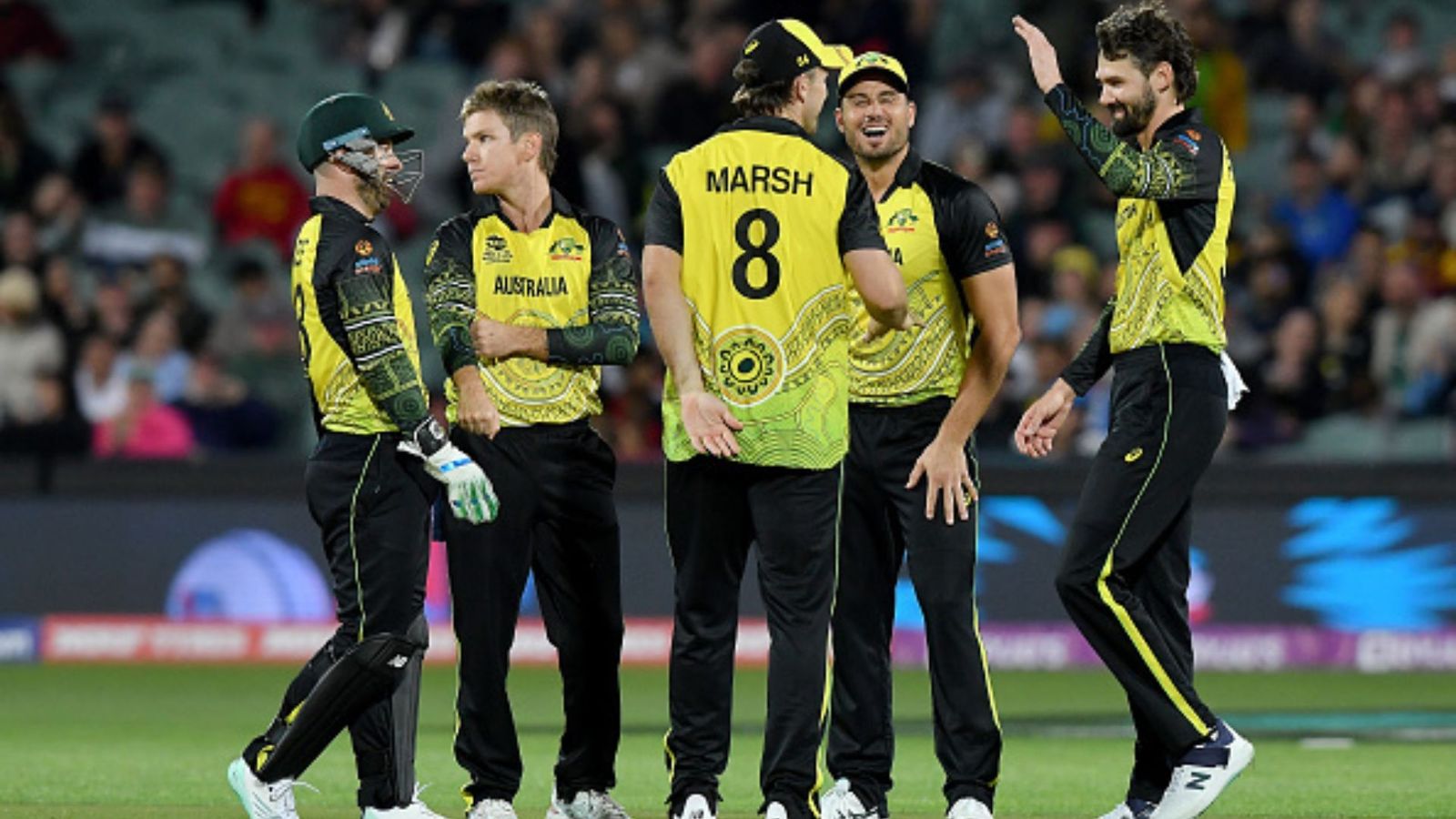 Captain Mitchell Marsh reveals Australia's 'most important player' ahead of T20 World Cup and it's not Maxwell, Warner or Cummins Australia cricketers celebrating a wicket.