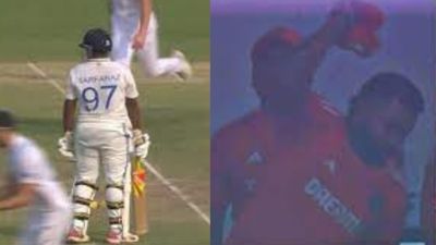 WATCH: Rohit Sharma angrily screams, throws cap in dressing room after Ravindra Jadeja's blunder caused Sarfaraz Khan's run out Rohit Sharma spotted throwing his cap in anger after Sarfaraz Khan's run out on Day 1 of 3rd Test vs England. (Screengrab-X)