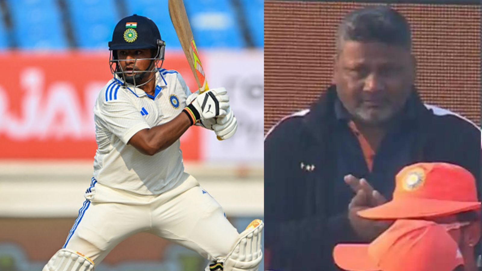 Big Revelation: Who forced Sarfaraz Khan's father Naushad to watch his son bat in the stadium in 3rd Test despite being sick? Sarfaraz Khan (left) and his father Naushad Khan in this frame. (Screengrab-X)
