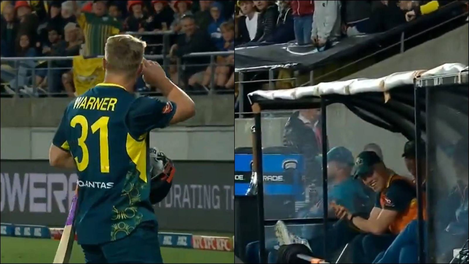 David Warner booed by hostile New Zealand crowd, Australian opener responds with flying kiss to leave teammate in splits; watch video David Warner booed by hostile New Zealand crowd, Australian opener responds with flying kiss to leave teammate in splits; watch video