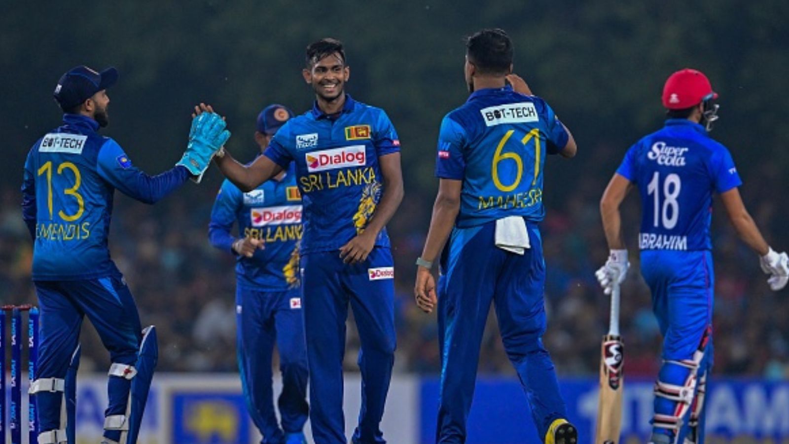 CSK's star shatters Lasith Malinga's five-year old record despite Sri Lanka's dramatic defeat vs Afghanistan in 3rd T20I Sri Lanka's Matheesha Pathirana (C) celebrates with teammates after taking the wicket of unseen Afghanistan batter Karim Janat during the 1st T20I on February 17. (Getty)