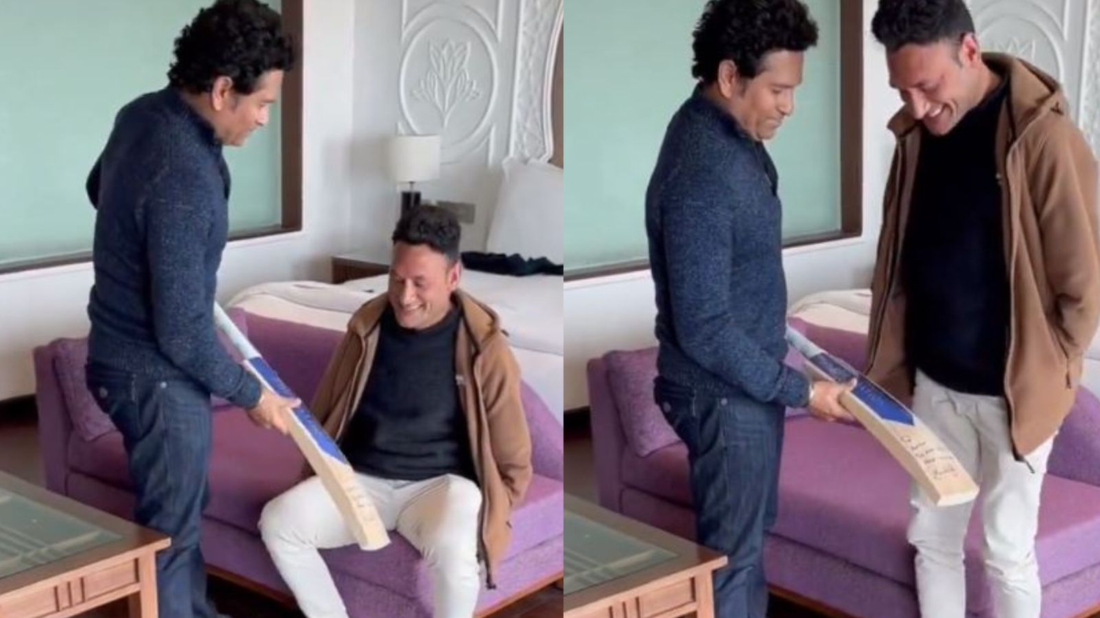 WATCH: Sachin Tendulkar gifts signed bat to Para Cricketer Amir Lone in a heart-winning gesture Sachin Tendulkar gifts signed bat to Para Cricketer Amir Lone