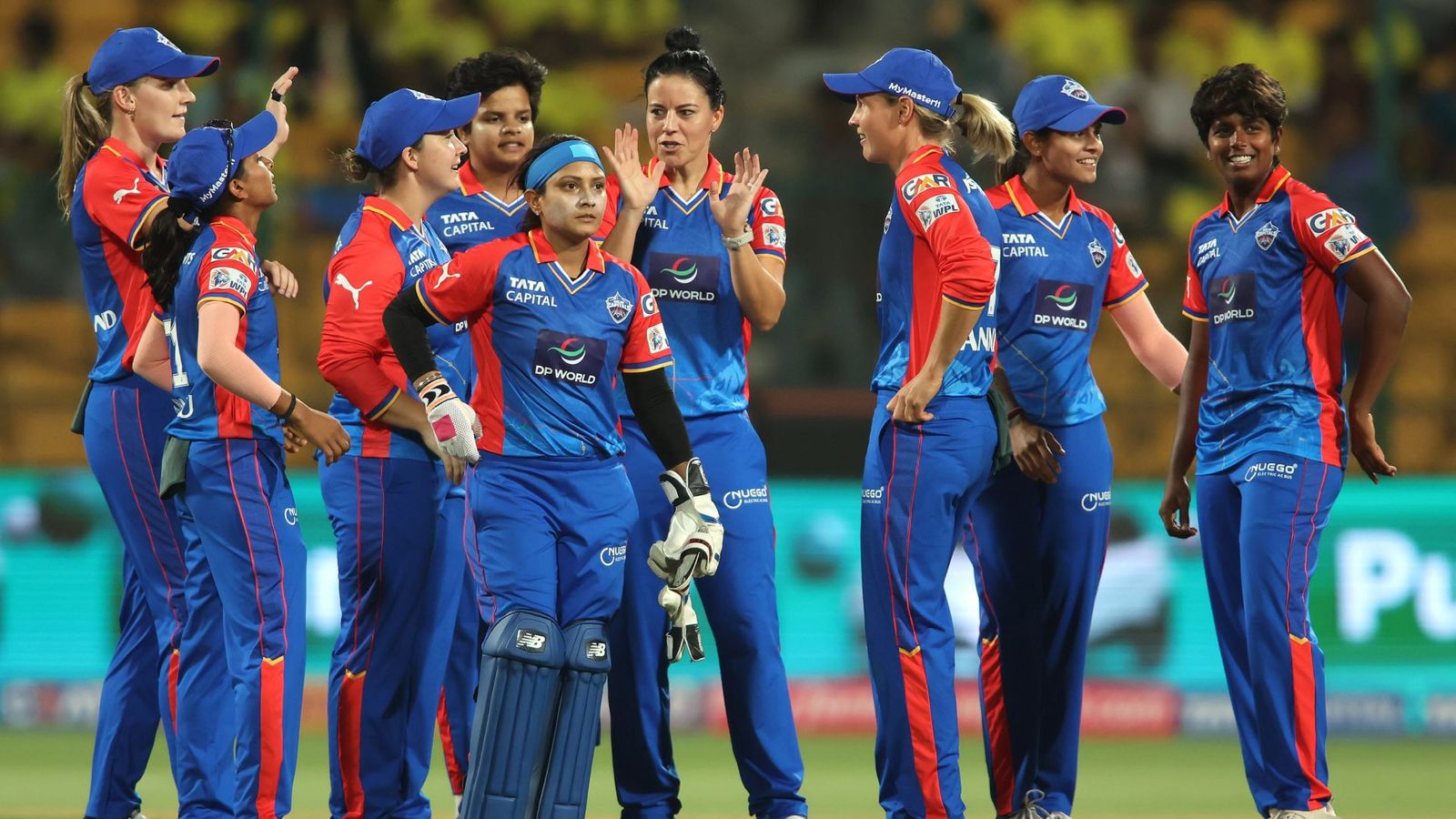 WPL 2024: Radha Yadav, Marizanne Kapp force UP Warriorz to surrender; Shafali Verma and Meg Lanning's fifties ensure easy 9-wicket win for Delhi Capitals Delhi Capitals players celebrating a wicket.