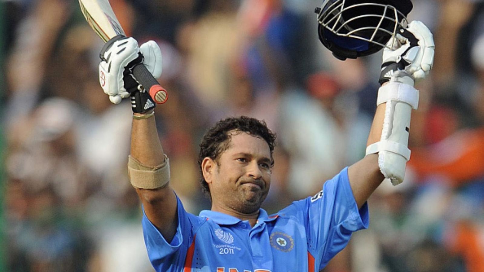 On This Day: Sachin Tendulkar smashed his last World Cup century in nail-biting tie against England in 2011 Legendary Sachin Tendulkar celebrates his century during the ICC Cricket World Cup match in this file photo. (Getty)