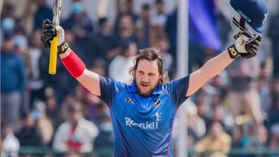 World Record Alert: 22-year-old Namibia player cracks fastest T20I hundred; smokes 11 fours, 8 sixes boasting 280.56 strike rate Namibia's Jan Nicol Loftie-Eaton celebrates after scoring fastest T20I century in this frame. (X)