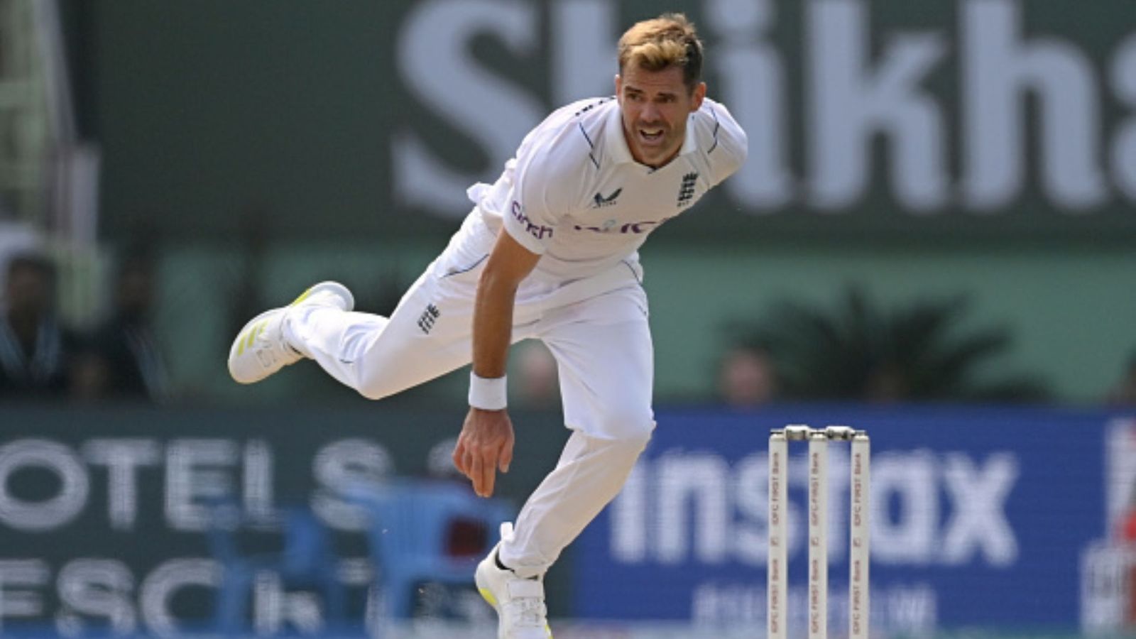 'I used to watch a lot to try and learn from him': James Anderson reveals how he worked on his craft by mirroring Indian great James Anderson of England bowls during day two of the 2nd Test Match vs India. (Getty Images)