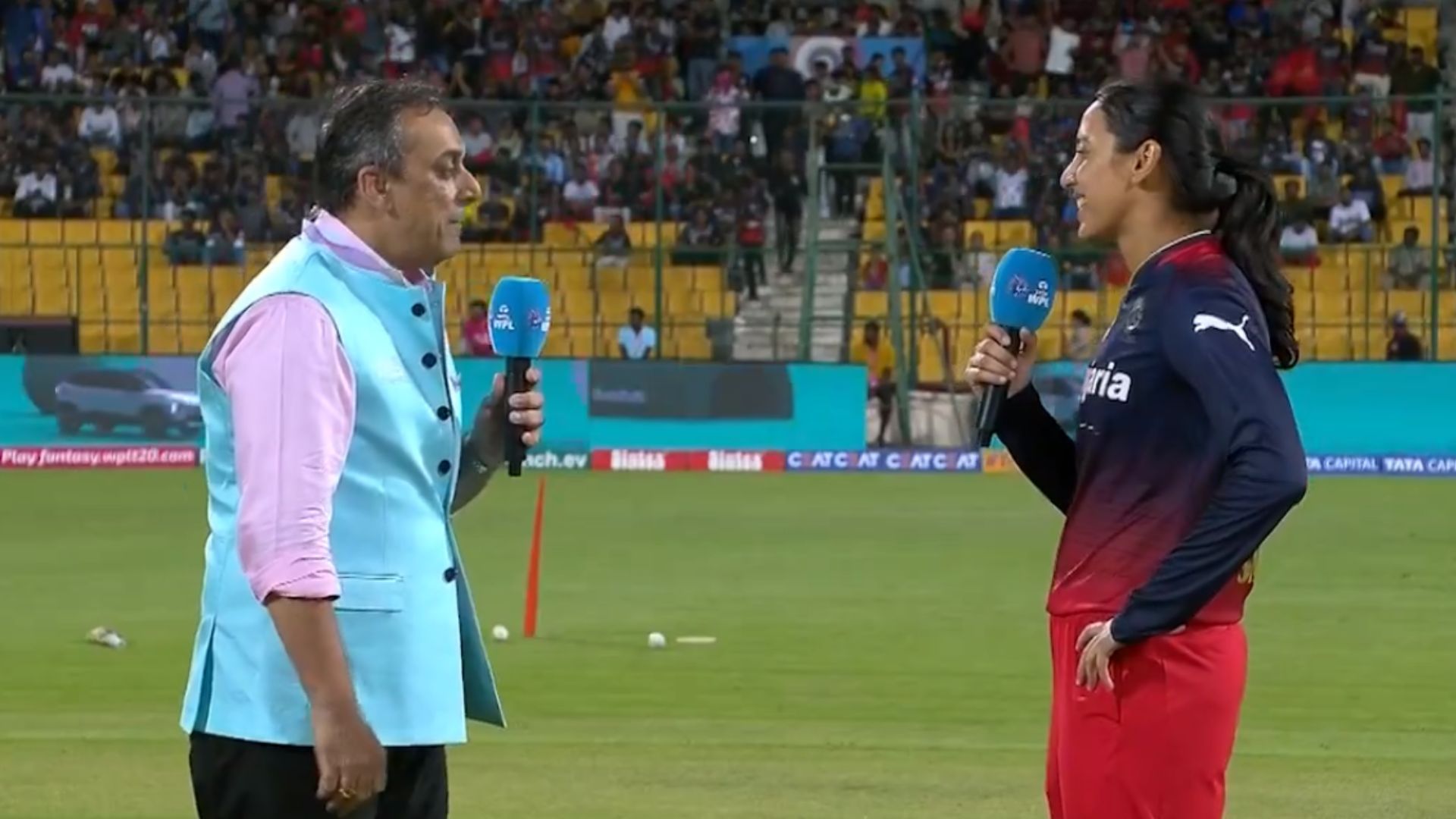 WPL 2024: Smriti Mandhana showers love on RCB crowd in Bengaluru, says ‘feel like we have 10 extra runs’ RCB captain Smriti Mandhana thanks RCB crowd for their support. (Screengrab)