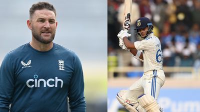 Yashasvi Jaiswal on cusp of shattering Brendon McCullum’s six-hitting record in 5th Test against England in Dharamsala Test India's star batter Yashasvi Jaiswal (right) and England's Test head coach Brendon McCullum in this frame. (Getty)
