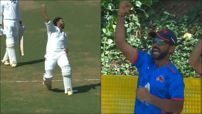 Watch: Shardul Thakur breaks into wild celebration after reaching his maiden first-class hundred with a six in Ranji Trophy semi-final Shardul Thakur celebrates maiden first-class hundred while Mumbai skipper Ajinkya Rahane cheers (Screengrab: BCCI domestic, X)