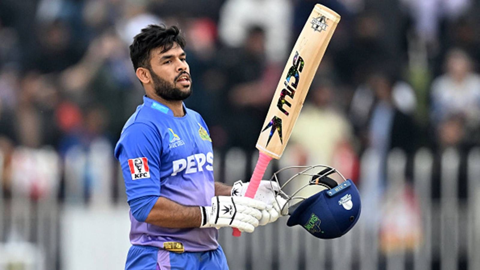 Karachi-born UAE batter smashes third PSL hundred, equals Kamran Akmal's all-time league record Usman Khan celebrates his third PSL hundred (Getty Images)