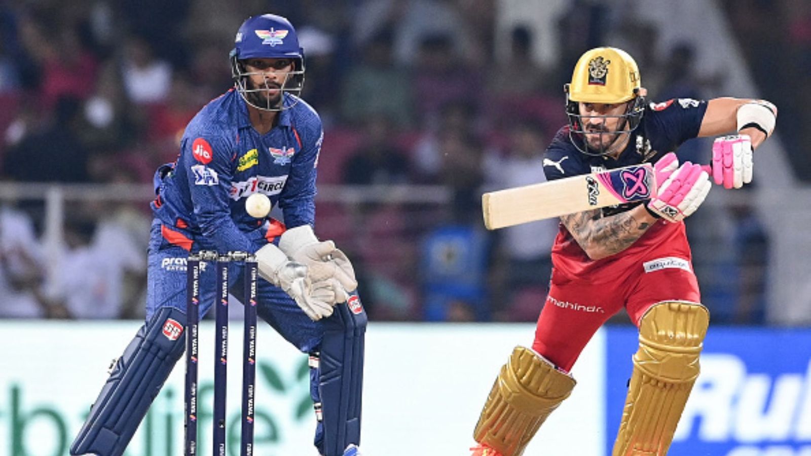 IPL 2024, RCB Squad: Royal Challengers Bangalore’s complete list of players, big buys, purse left; check all details here Royal Challengers Bangalore's captain Faf du Plessis (R) plays a shot during IPL 2023's clash against LSG. (File Photo: Getty)