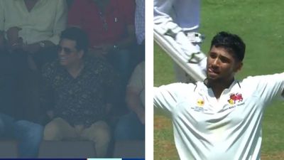 Ranji Trophy Final: Musheer Khan reveals how watching Sachin Tendulkar on big screen at Wankhede Stadium fueled him to score century Sachin Tendulkar (L) and Musheer Khan (R).