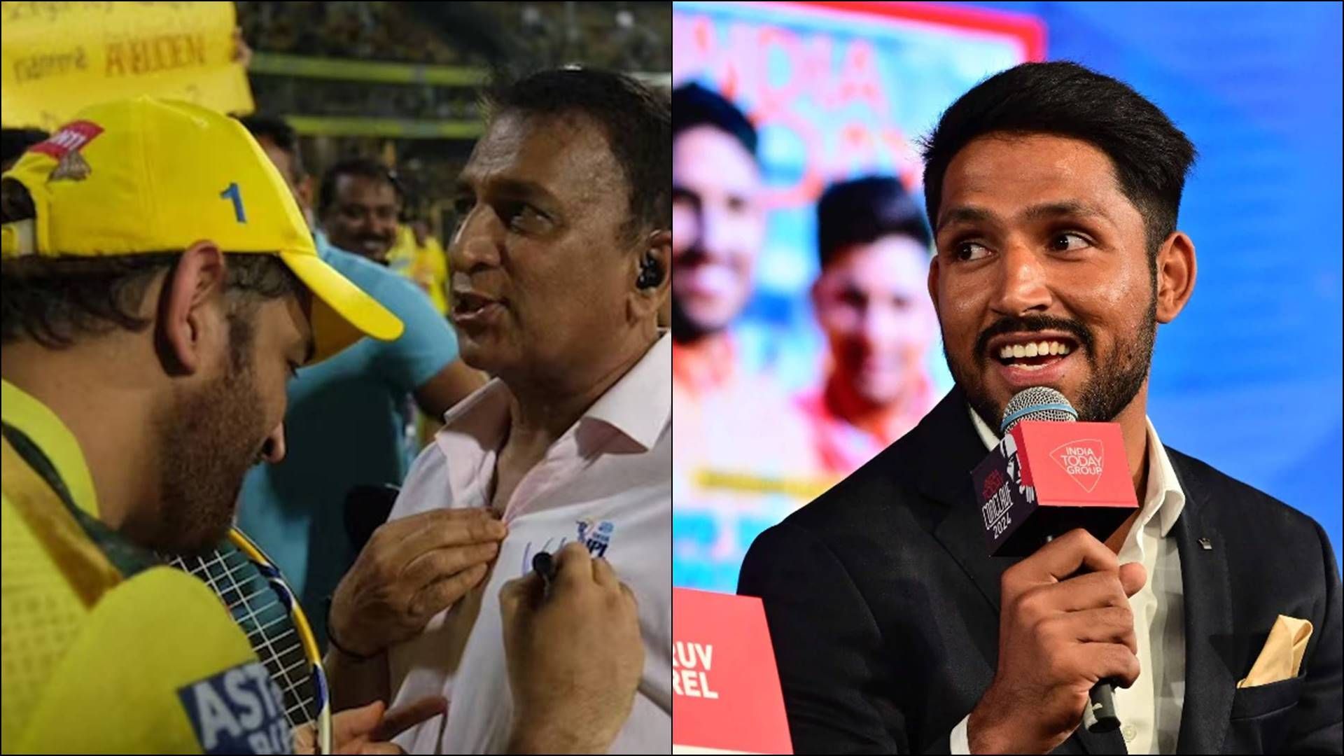 Exclusive: Dhruv Jurel responds to Sunil Gavaskar comparing him to MS Dhoni, says 'For me, I just want to be...' MS Dhoni signing Sunil Gavaskar's shirt (left); Indian wickekeeper-batter Dhruv Jurel (right) at India Today conclave