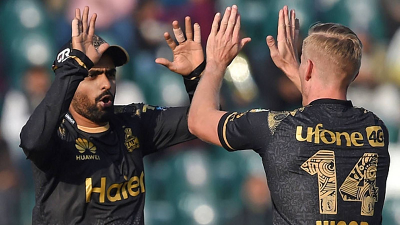 Big News: Mumbai Indians replace injured Jason Behrendorff with Babar Azam-led Peshawar Zalmi's opening bowler for IPL 2024 Peshawar Zalmi captain Babar Azam celebrates a wicket with Luke Wood (File Photo: Getty Images)
