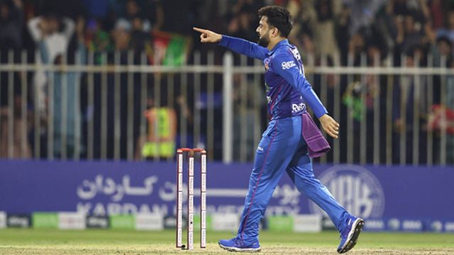 After 8 wickets in comeback series against Ireland, Rashid Khan enters top 10 T20I bowlers in ICC Rankings Afghanistan T20I captain in action against Ireland (Getty Images)