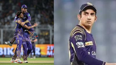 Gautam Gambhir reacts after Harshit Rana’s heroics pull off thrilling win for KKR over SRH, says ‘…till the end’ Left: KKR's Nitish Rana celebrates with Rinku Singh. Right: KKR mentor Gautam Gambhir. (Getty-X)