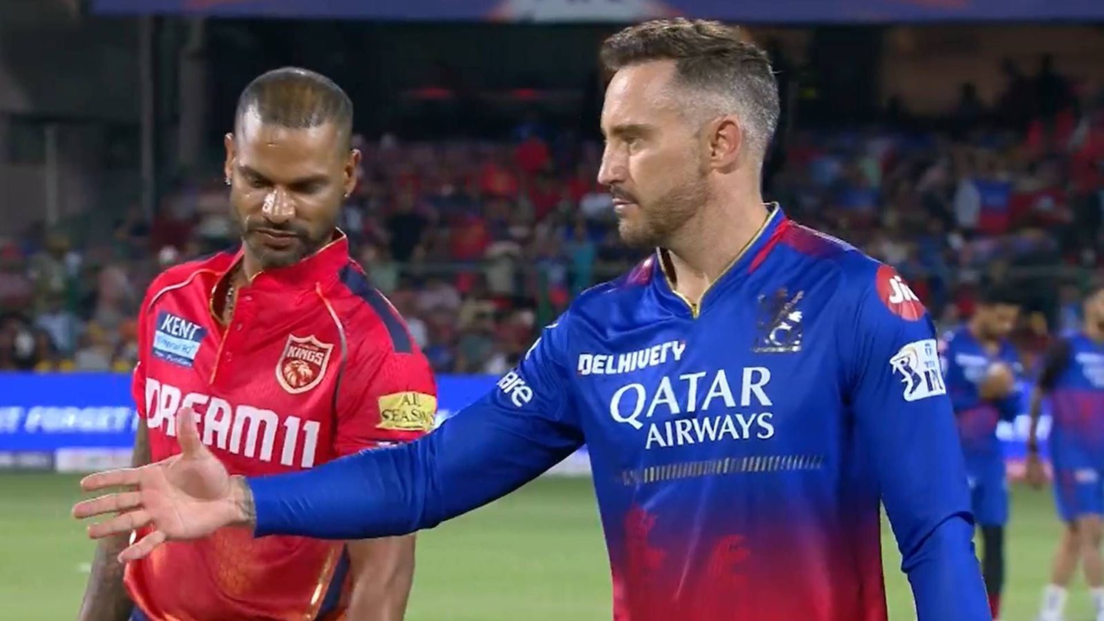 IPL 2024, RCB vs PBKS: Faf du Plessis wins toss, opts to field first in first home game; here are their playing XIs Shikhar Dhawan and Faf du Plessis at the coin toss (Screengrab: IPL, X)