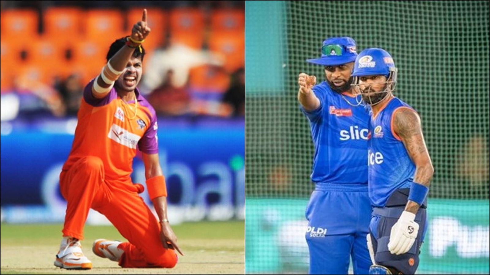 'There is no Hardik in Gujarat to tell the bowlers what to bowl': Sreesanth explains why Pandya leaving Titans is an advantage Sreesanth appeals during an IPL game; Hardik Pandya and Kieron Pollard during a practice session (File Photo: Getty Images; MI's X account)