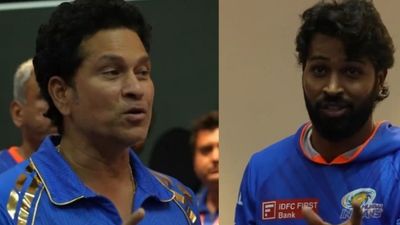 WATCH: Sachin Tendulkar and Hardik Pandya deliver morale-boosting speech to Mumbai Indians players in dressing room; video viral Sachin Tendulkar (L) and Hardik Pandya (R). (PC: Getty)