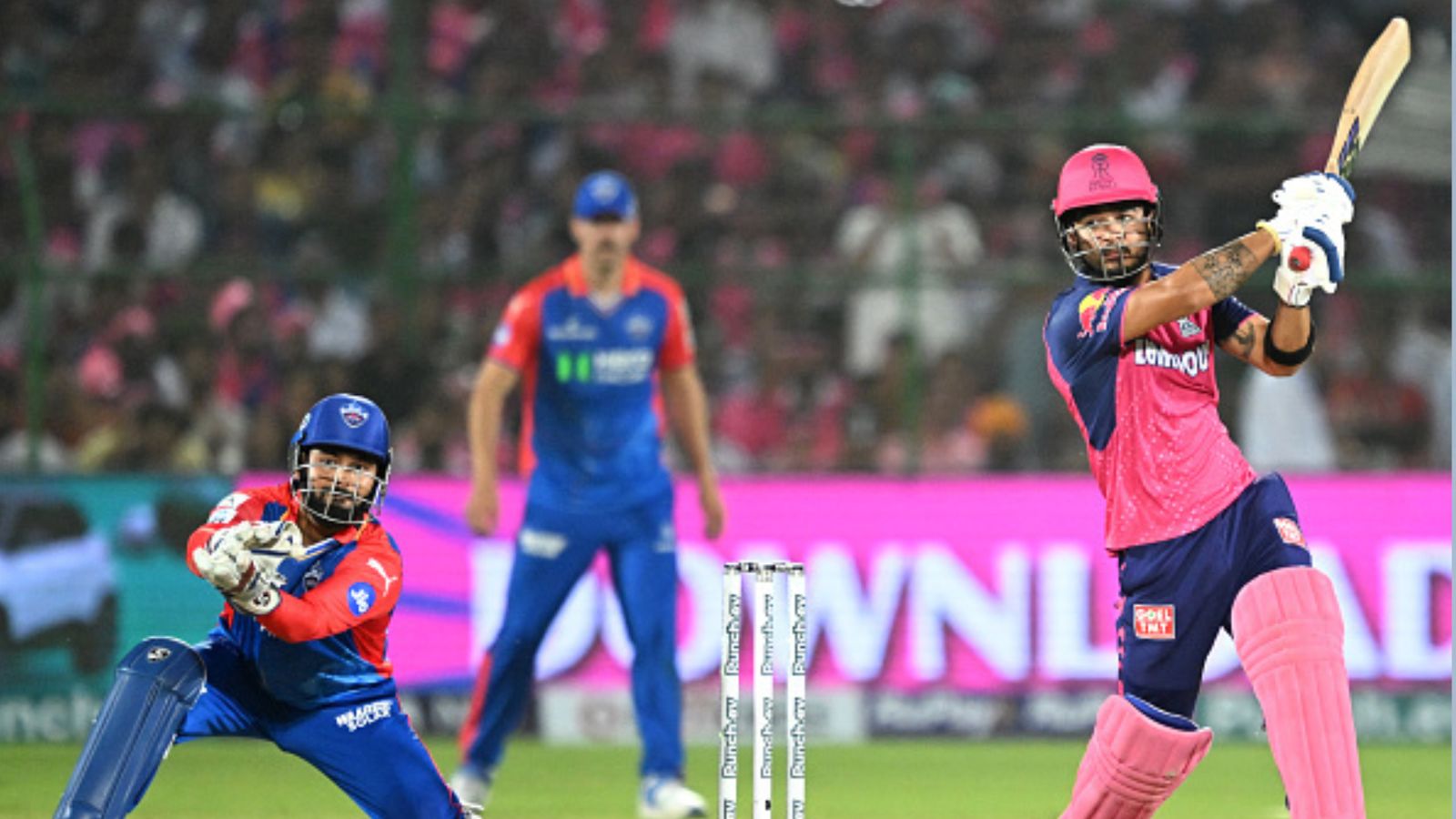 'It's been tough..I had my options ready.': Riyan Parag gets emotional after repaying RR's faith with blistering 45-ball 84 against DC Rajasthan Royals' star batter Riyan Parag in this frame. (Getty)