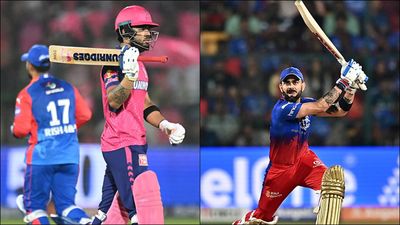 Riyan Parag leaves Virat Kohli behind, Sanju Samson closes in too in the race to IPL 2024 Orange Cap: Here's the full list Riyan Parag during RR's clash against DC; RCB's Virat Kohli plays a shot (Getty Images)