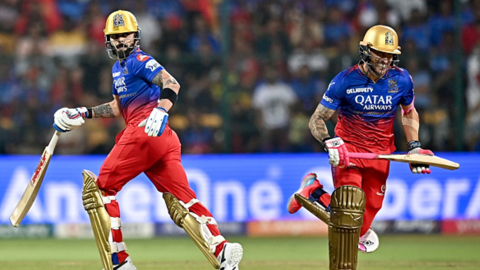 'Virat Kohli was struggling to...': Faf Du Plessis blames Chinnaswamy pitch for RCB's hammering against KKR in IPL 2024 encounter RCB's batting maestros Virat Kohli (left) and Faf Du Plessis in this frame. (Getty)