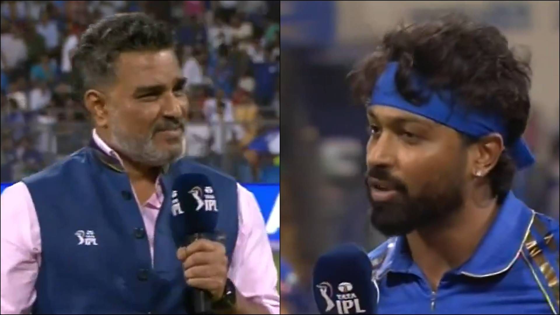 Watch: Sanjay Manjrekar comes to Hardik Pandya's rescue at coin toss, asks Mumbai crowd to stop booing and 'behave' Sanjay Manjrekar and Hardik Pandya during the coin toss at Wankhede Stadium (Screengrab: X)