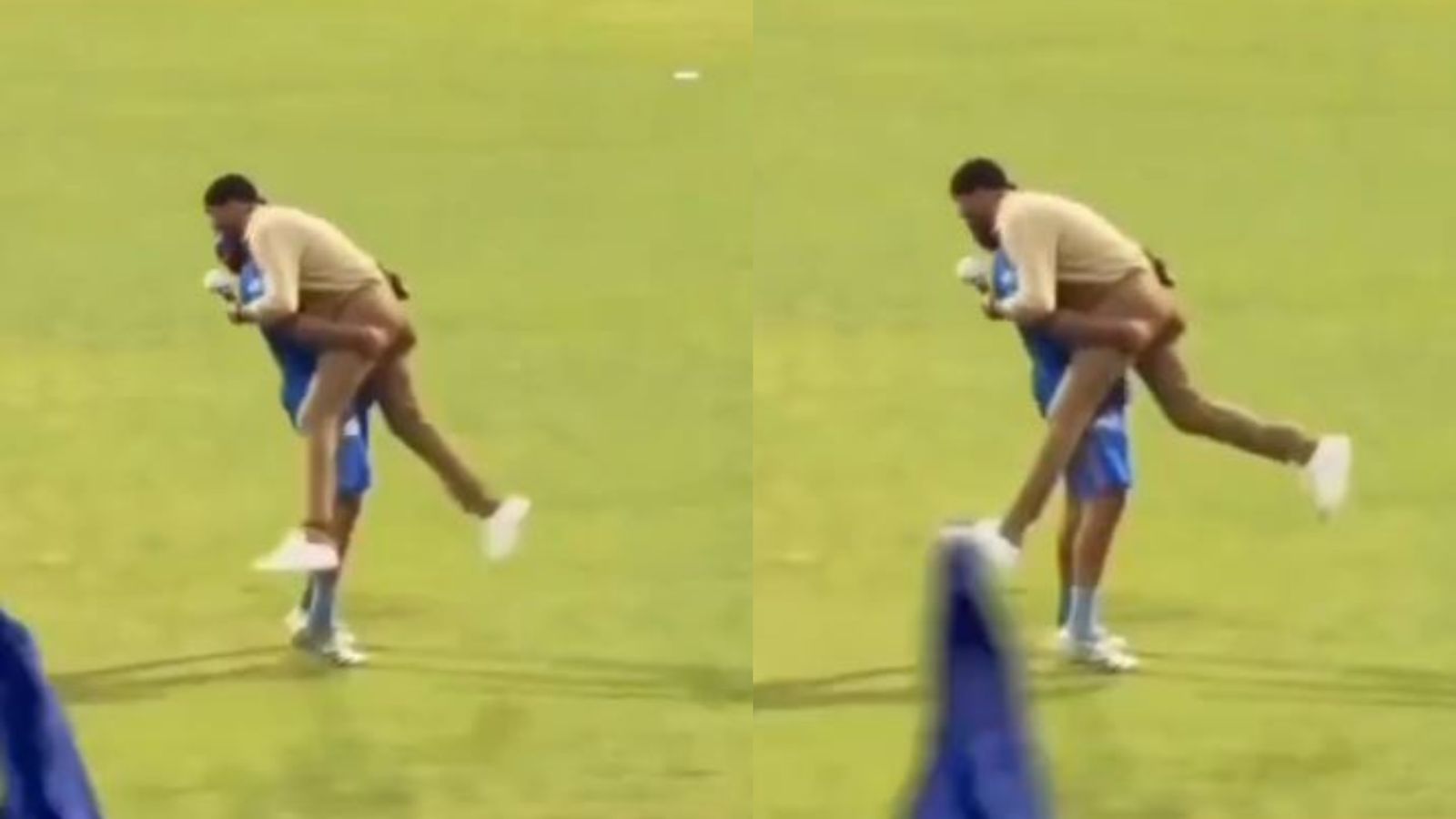 Watch: Rohit Sharma playful lift of Harbhajan Singh elevates the mood after Mumbai Indians' defeat vs Rajasthan Royals Watch: Rohit Sharma playful lift of Harbhajan Singh elevates the mood after Mumbai Indians' defeat vs Rajasthan Royals