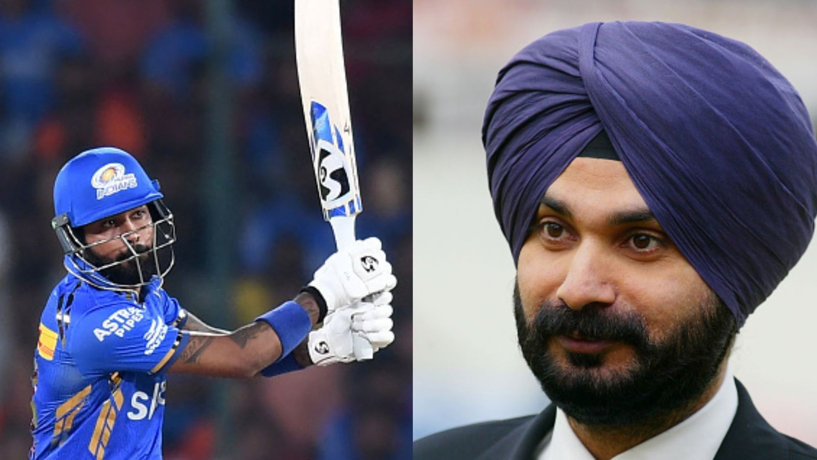 'Else he will be exposed...': Navjot Singh Sidhu suggests Hardik Pandya to follow MS Dhoni's footsteps to silence critics MI skipper Hardik Pandya (L) and former Indian cricketer turned commentator Navjot Singh Sidhu. (Getty)