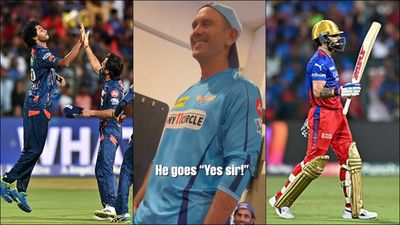 'Reckon you get Virat for us? 'Yes sir': Pumped Justin Langer reveals how confident M Siddharth was of taking Kohli's wicket M Siddharth celebrates after taking Virat Kohli's wicket; LSG coach Justin Langer in the dressing room (Getty Images, Screengrab: LSG, X)