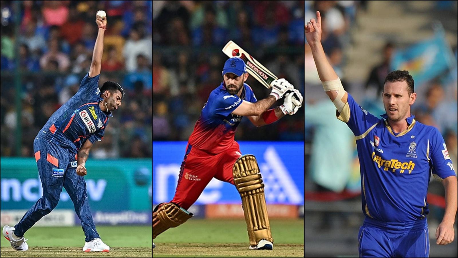 Glenn Maxwell compares pace sensation Mayank Yadav to Shaun Tait, reveals doing homework against him after his IPL debut Mayank Yadav (L), Glenn Maxwell (C) and Shaun Tait (R) (Getty Images)