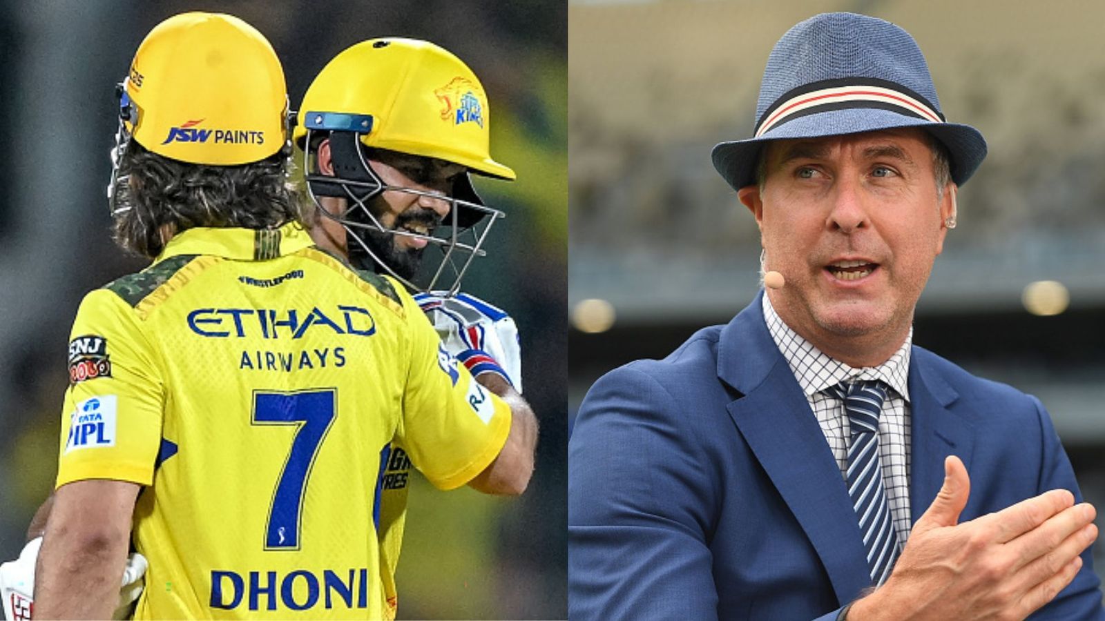 ‘Difficult to captain MS Dhoni…’: Michael Vaughan makes massive statement on Ruturaj Gaikwad’s captaincy after CSK win against KKR MS Dhoni with Ruturaj Gaikwad (L) and former England captain Michael Vaughan. (Getty)