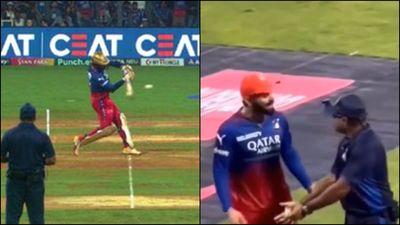 Watch: Virat Kohli argues with umpires over denied no-ball to Dinesh Karthik that left him fuming in the dugout Dinesh Karthik plays a full toss; Virat Kohli in an animated conversation with the umpire (Screengrab: X)