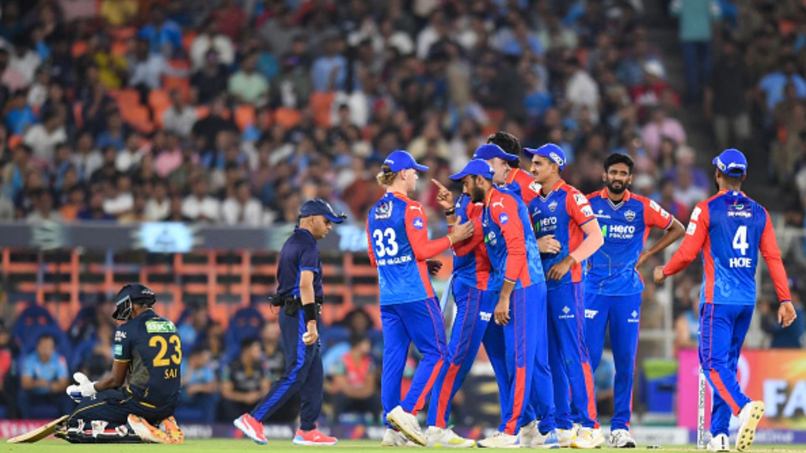 Fans flood social media with memes after Delhi Capitals bowl out Gujarat Titans on lowest IPL 2024 score of 89 DC team celebrating the wicket of Sai Sudharsan (credit: Getty Images)