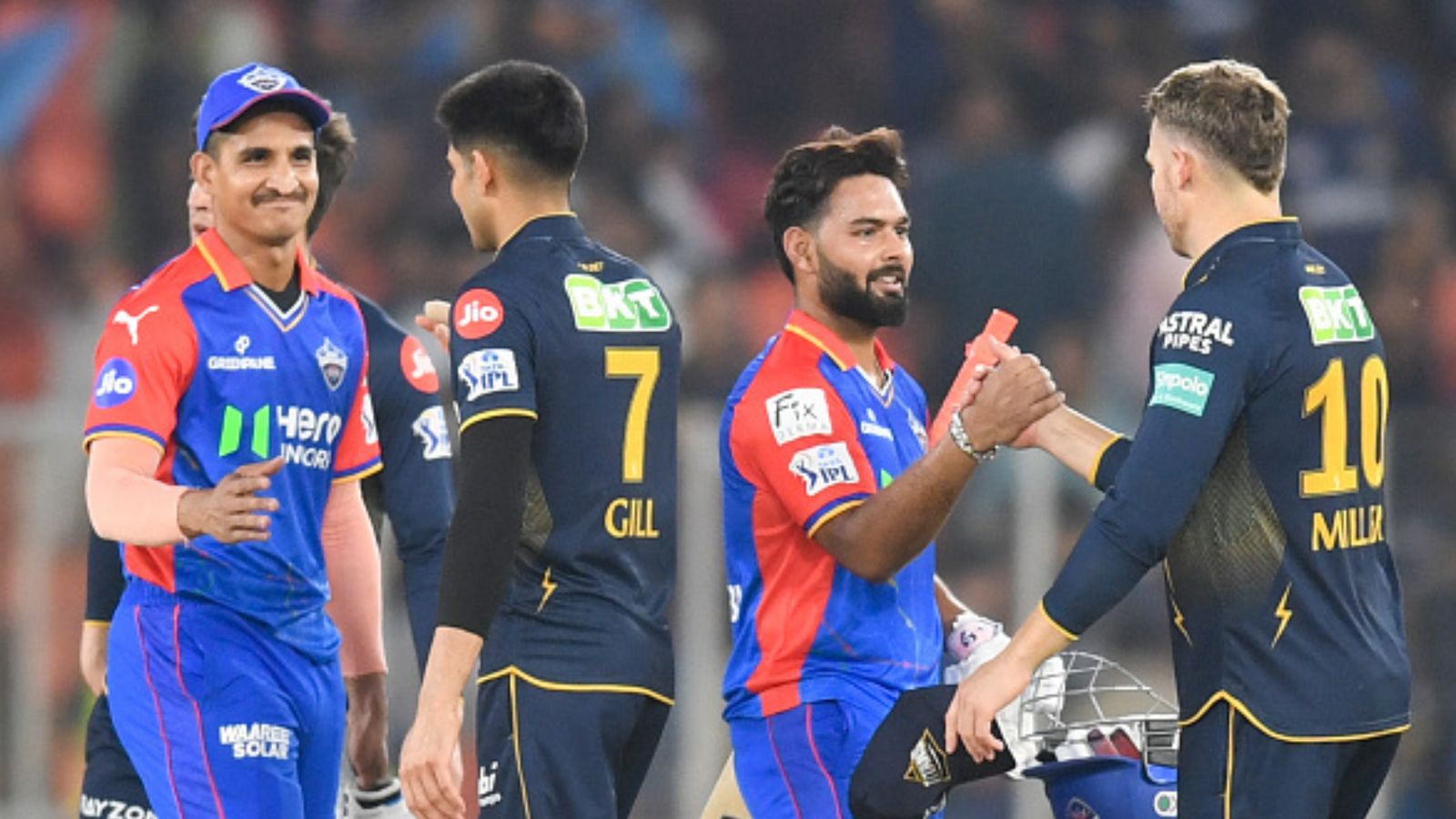 IPL 2024 Points Table sees major shift, DC move three places up while GT slips to seventh; take a look at updated standings Gujarat Titans' captain Shubman Gill (2L) greets Delhi Capitals' players after their win at the end of their IPL 2024 clash at the Narendra Modi Stadium in Ahmedabad on April 17. (Getty)