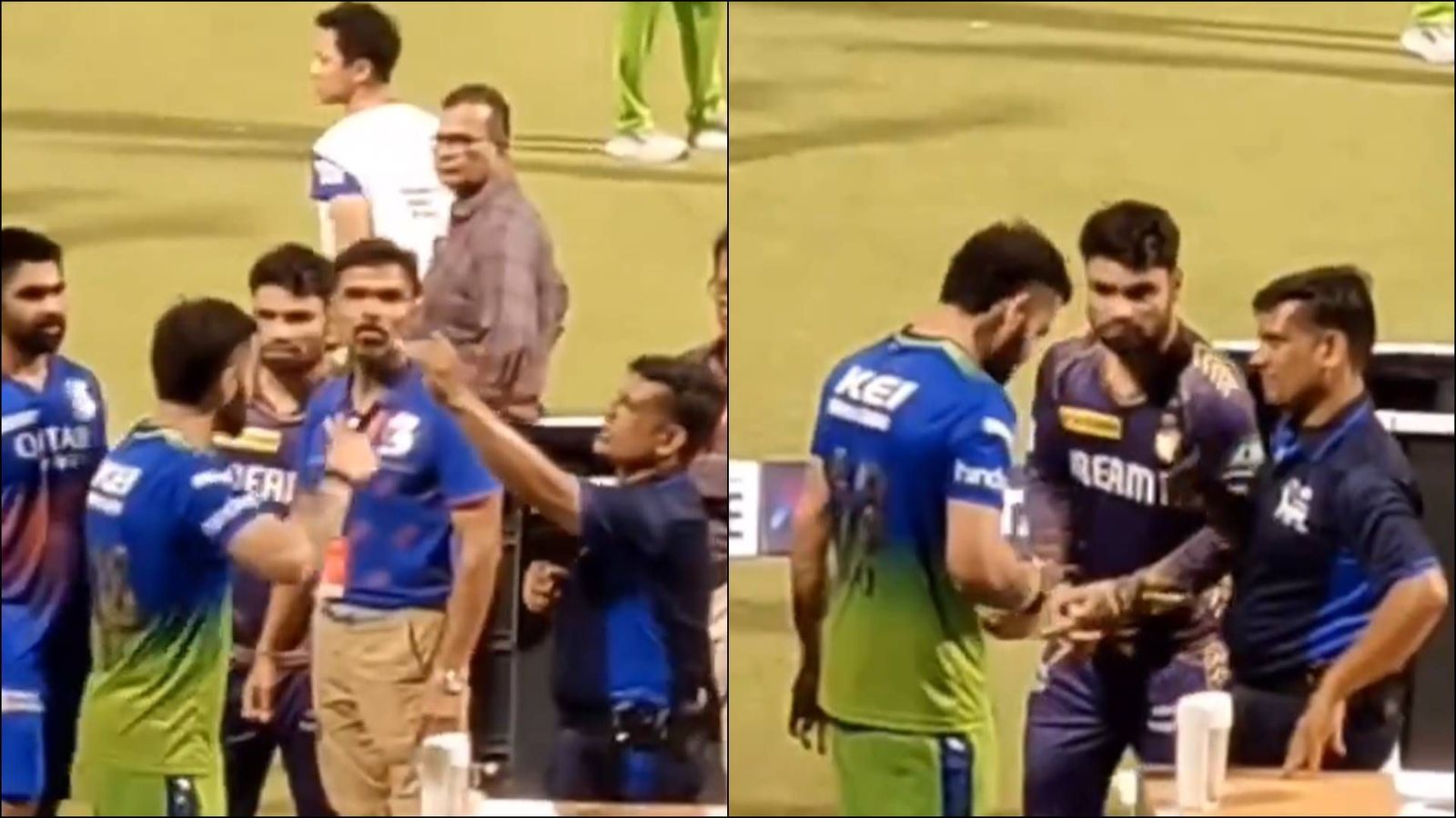 WATCH: Virat Kohli engages in heated conversation with umpire after RCB's one-run loss to KKR while Rinku Singh shadow-bats nearby Virat Kohli in an animated chat with the umpire after the match (Screengrab: X)
