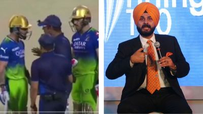 'Not good for the spirit of the game. Chaati thok ke...': Navjot Singh Sidhu's blistering take after Virat Kohli's dismissal and outburst against KKR Navjot Singh Sidhu (R) spoke about Virat Kohli's dismissal. (PC: Screenshot/Getty).