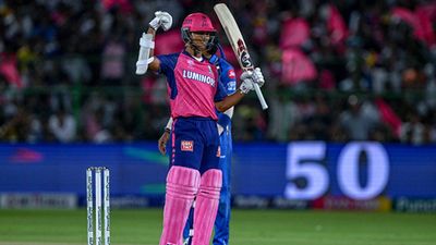 RR vs MI: Yashasvi Jaiswal's 2nd IPL ton, Sandeep Sharma's maiden fifer help Rajasthan Royals hand Mumbai Indians a 9-wicket defeat Rajasthan Royals' Yashasvi Jaiswal celebrates his half-century (Getty Images)