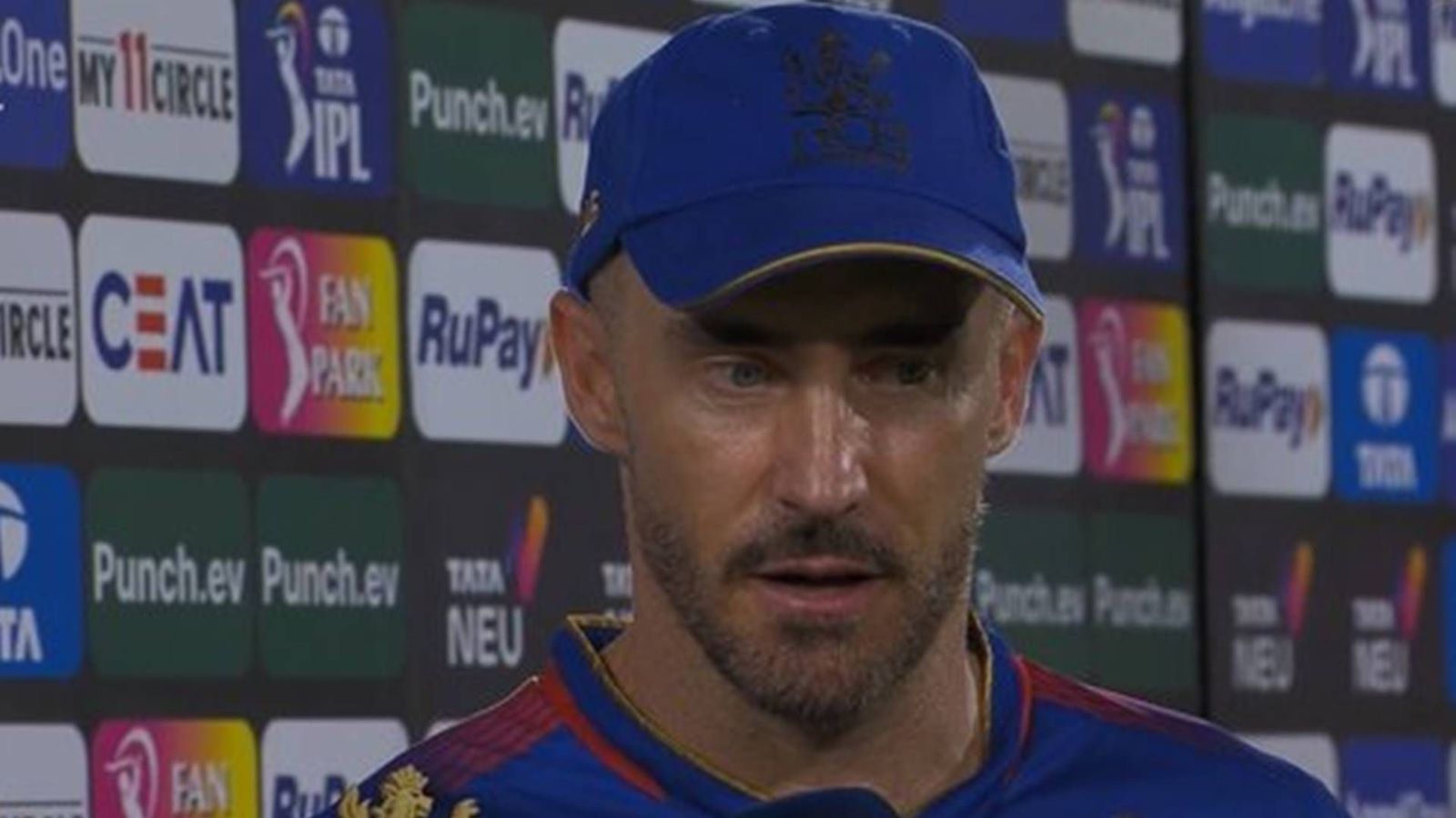 'You can't fake confidence into the group': Faf du Plessis vents out frustration after RCB ended their losing streak RCB skipper Faf du Plessis in the post-match presentation (Screengrab: X)