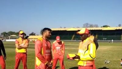 Mumbai cricketer, who played alongside Shivam Dube, Prithvi Shaw gearing up to represent Uganda in T20 World Cup 2024 File Photo: Alpesh Ramjani, who made his T20I debut for the Cricket Cranes on September 15, 2022, gets his debut cap from Frank Nsubuga. (Screengrab-X)