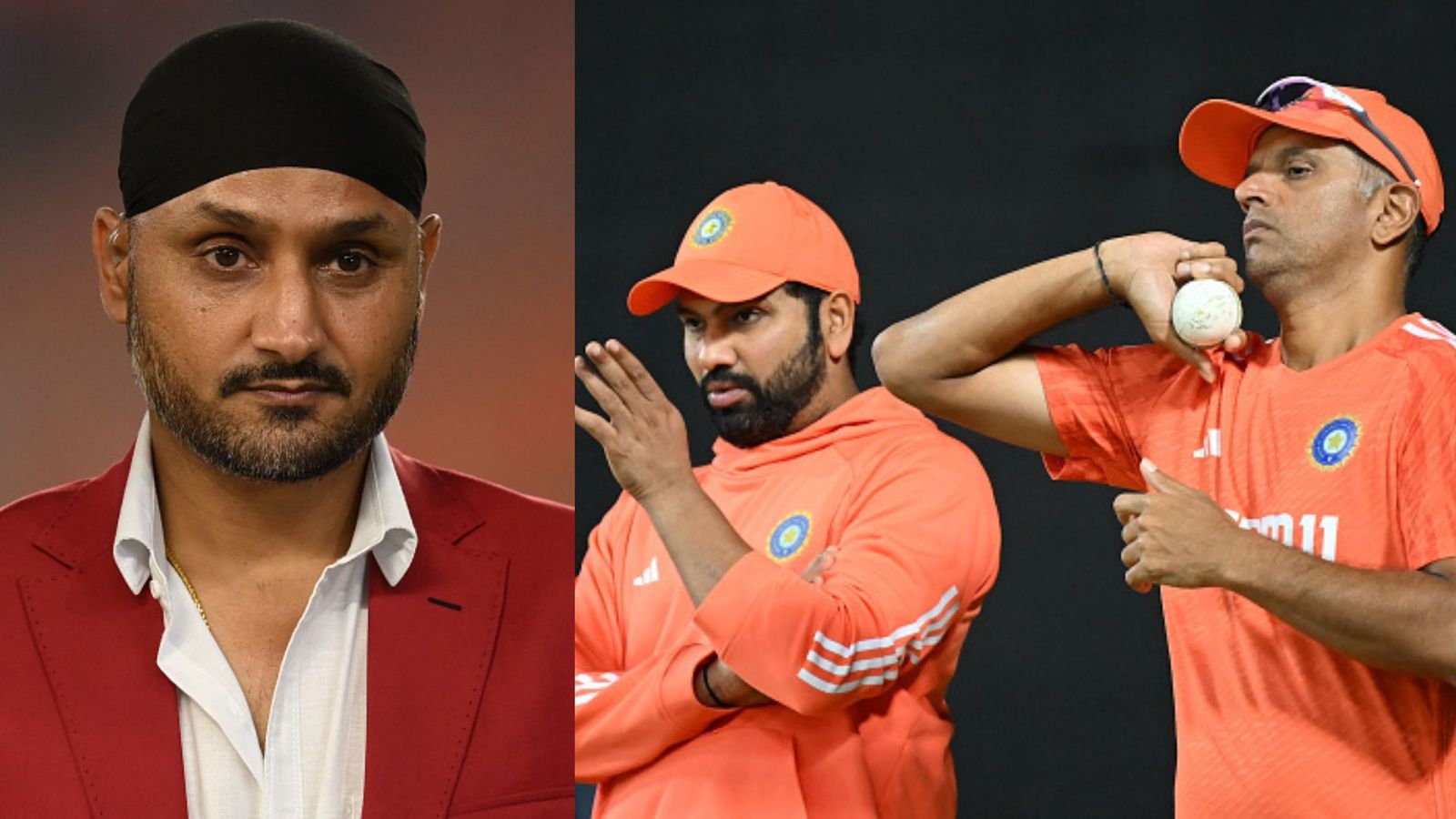 T20 World Cup 2024: Harbhajan Singh reveals his ideal India squad, snubs Hardik Pandya, Shubman Gill and picks 2 wicket-keepers (L-R) Former Indian spinner Harbhajan Singh, Indian captain Rohit Sharma and Indian head coach Rahul Dravid. (File Photo: Getty)