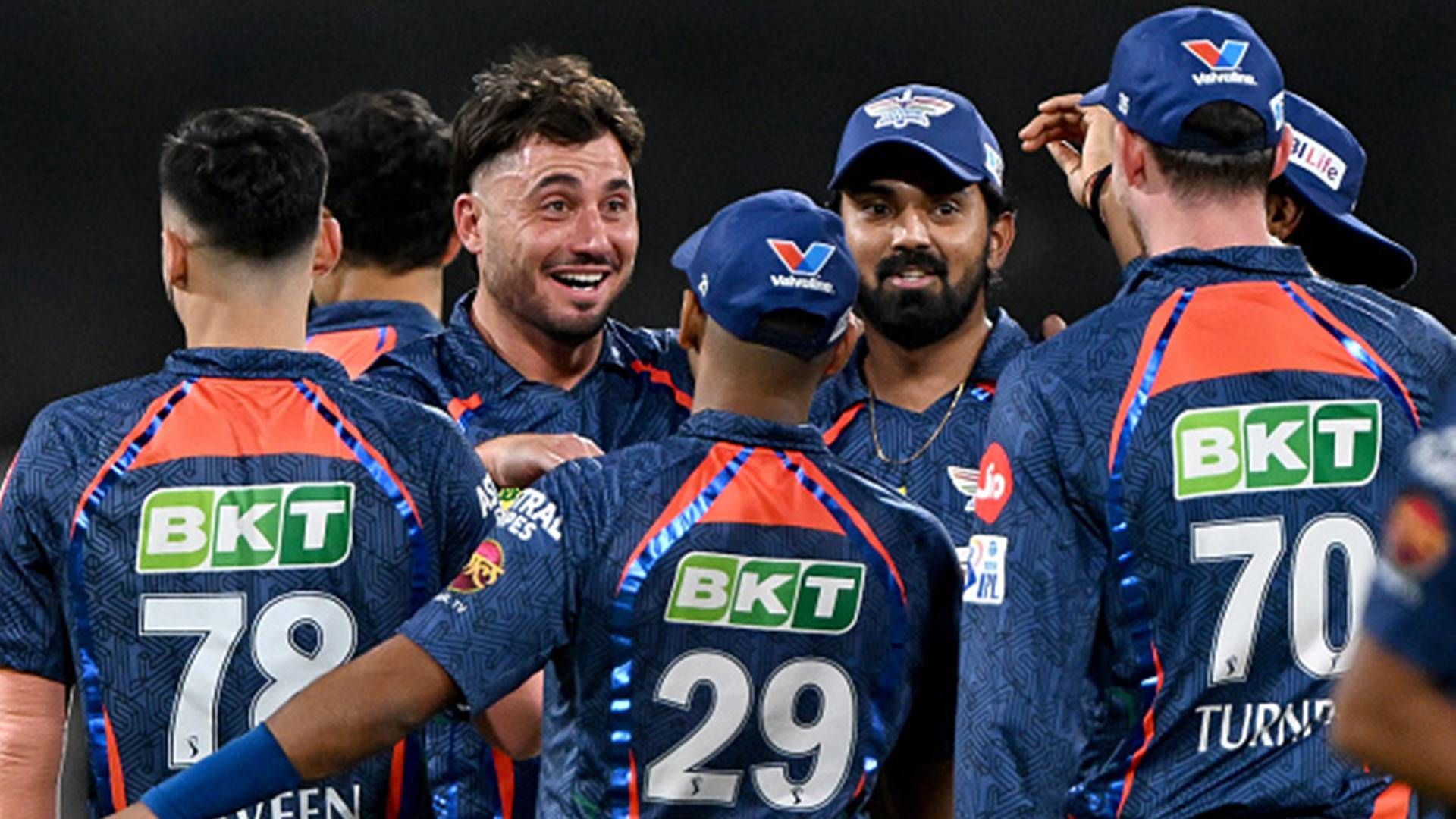 LSG vs MI: Hardik's Mumbai Indians' suffer 7th defeat of season as Marcus Stoinis' 62-run knock helps LSG win in nervy run chase Marcus Stoinis celebrates a wicket with his teammates (Getty Images)