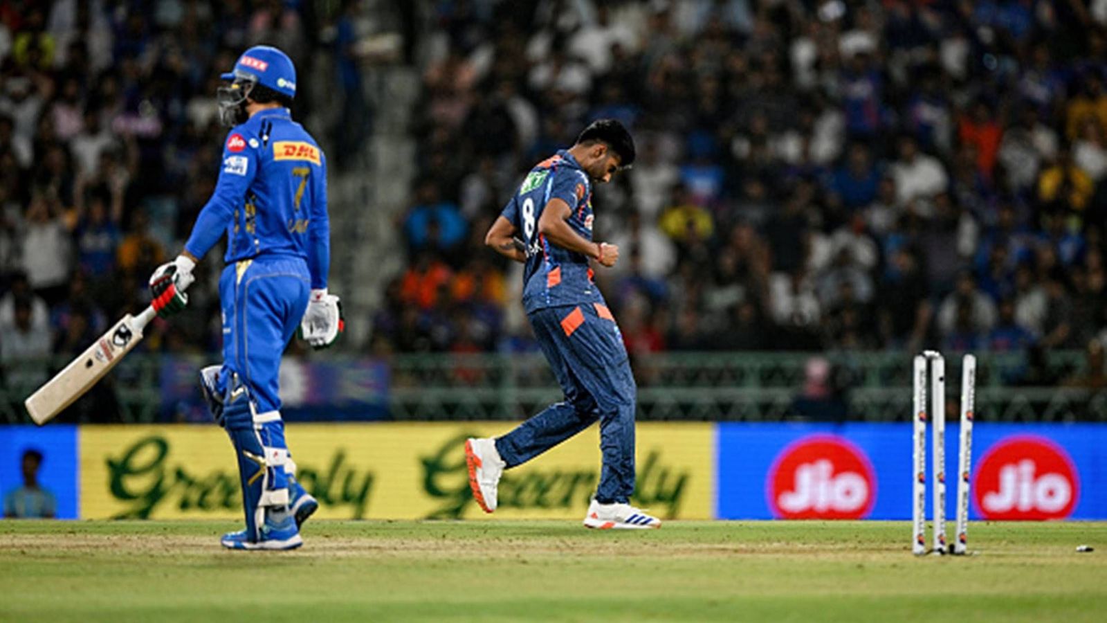 BCCI set to listen to Ian Bishop's advice and give pace sensation Mayank Yadav fast-bowling contract Mayank Yadav celebrates after dismissing Mohammad Nabi (Getty Images)