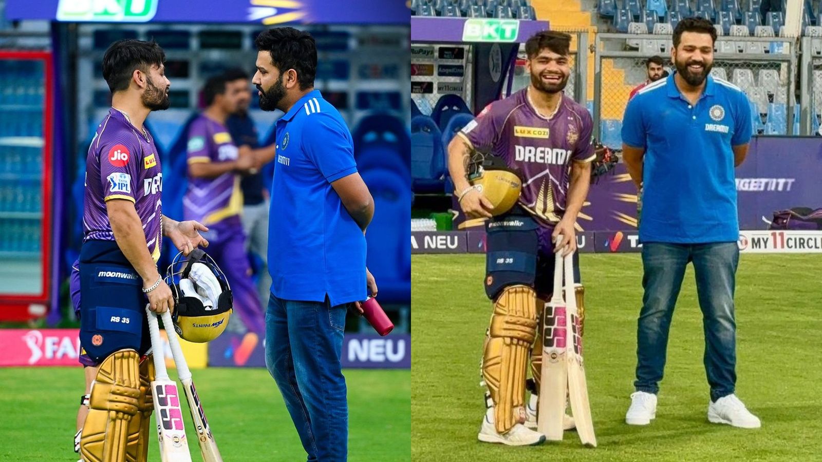 Rohit Sharma meets Rinku Singh after India T20 World Cup 2024 Squad Press Conference Rohit Sharma meets Rinku Singh after India T20 World Cup 2024 Squad Press Conference