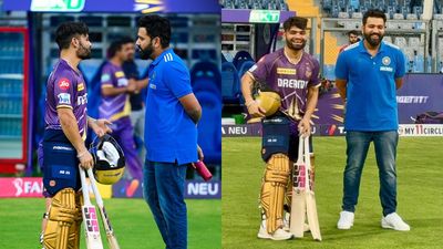 Rohit Sharma meets Rinku Singh after India T20 World Cup 2024 Squad Press Conference Rinku Singh and Rohit Sharma in frame (Twitter)
