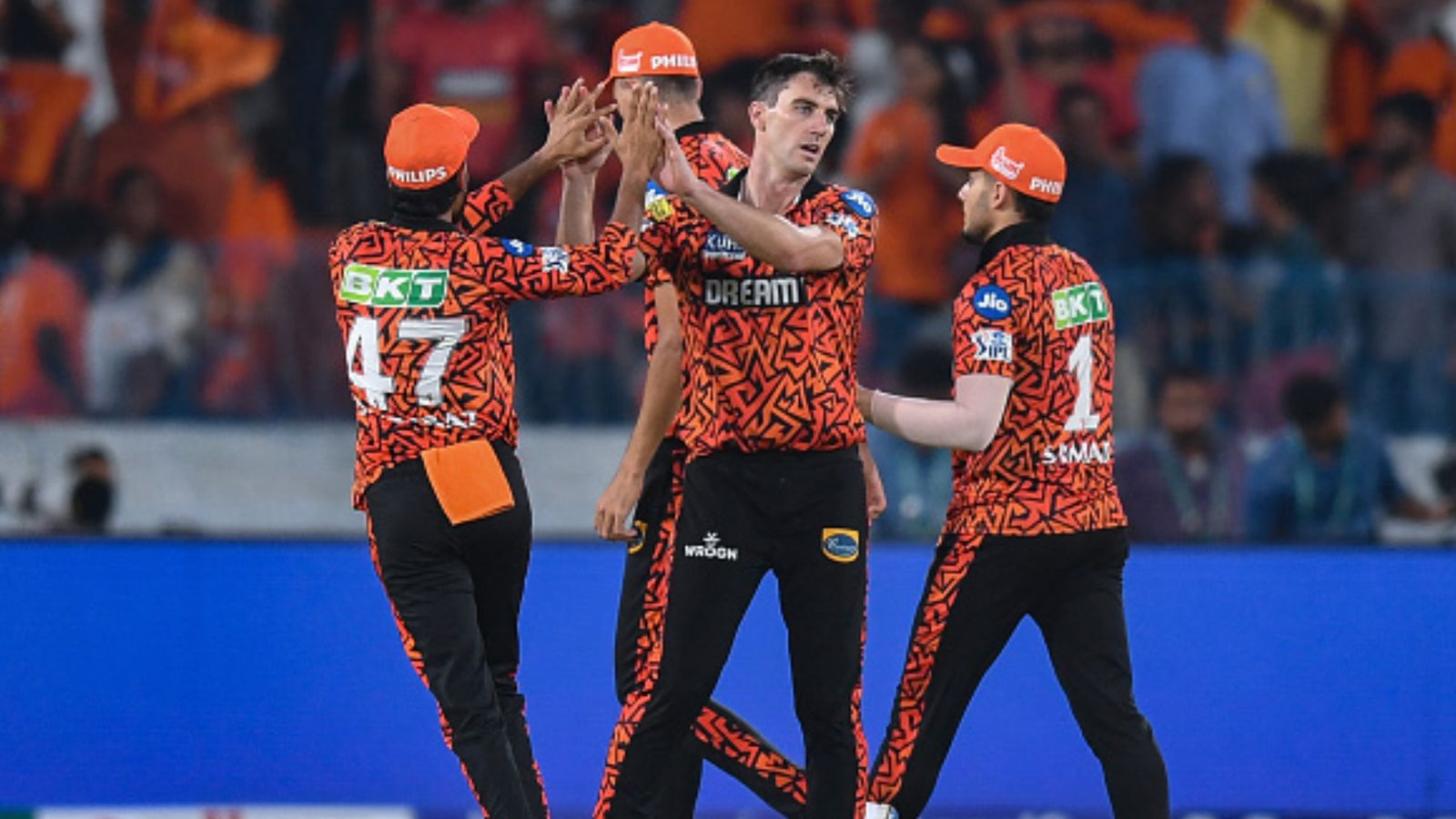 'Was thinking of Super Over...': Pat Cummins still in disbelief after SRH's thrilling last-ball win over RR SRH captain Pat Cummins celebrates with his teammates during IPL 2024 clash against RR. (Getty)