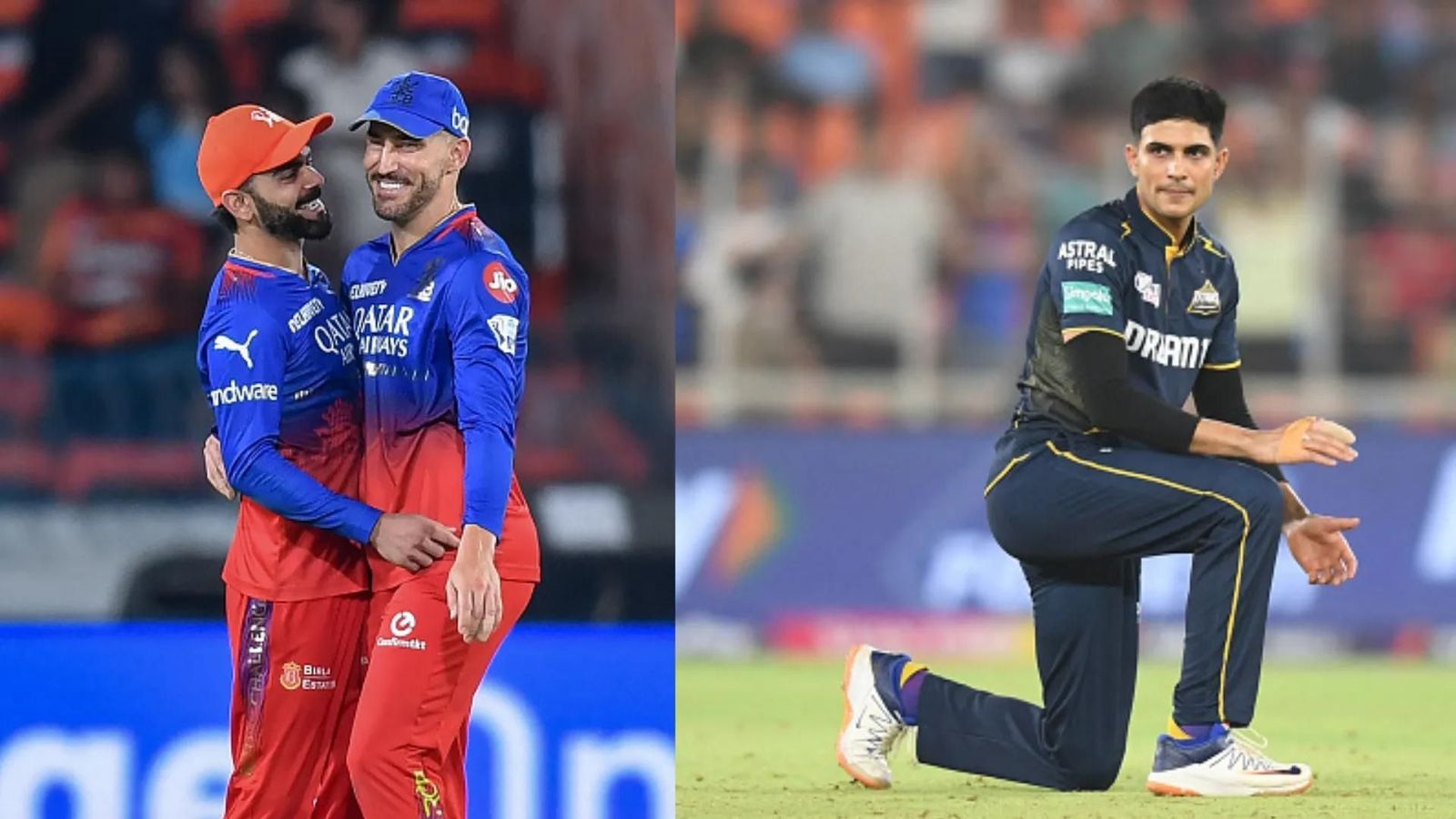 IPL 2024, RCB vs GT Live Streaming: When and where to watch Royal Challengers Bengaluru vs Gujarat Titans’ match online? (L-R) RCB's batter Virat Kohli, RCB skipper Faf du Plessis and GT's captain Shubman Gill. (Getty)