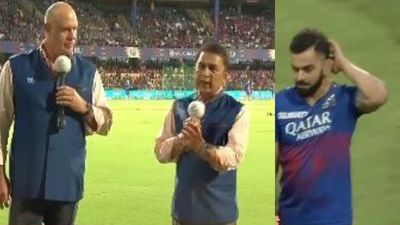WATCH: Sunil Gavaskar scolds broadcasters for negative commentary on Virat Kohli's strike rate, delivers long tirade during RCB vs GT clash Sunil Gavaskar was spotted scolding broadcasters for negative commentary on Virat Kohli's strike rate. (Screengrab-X)