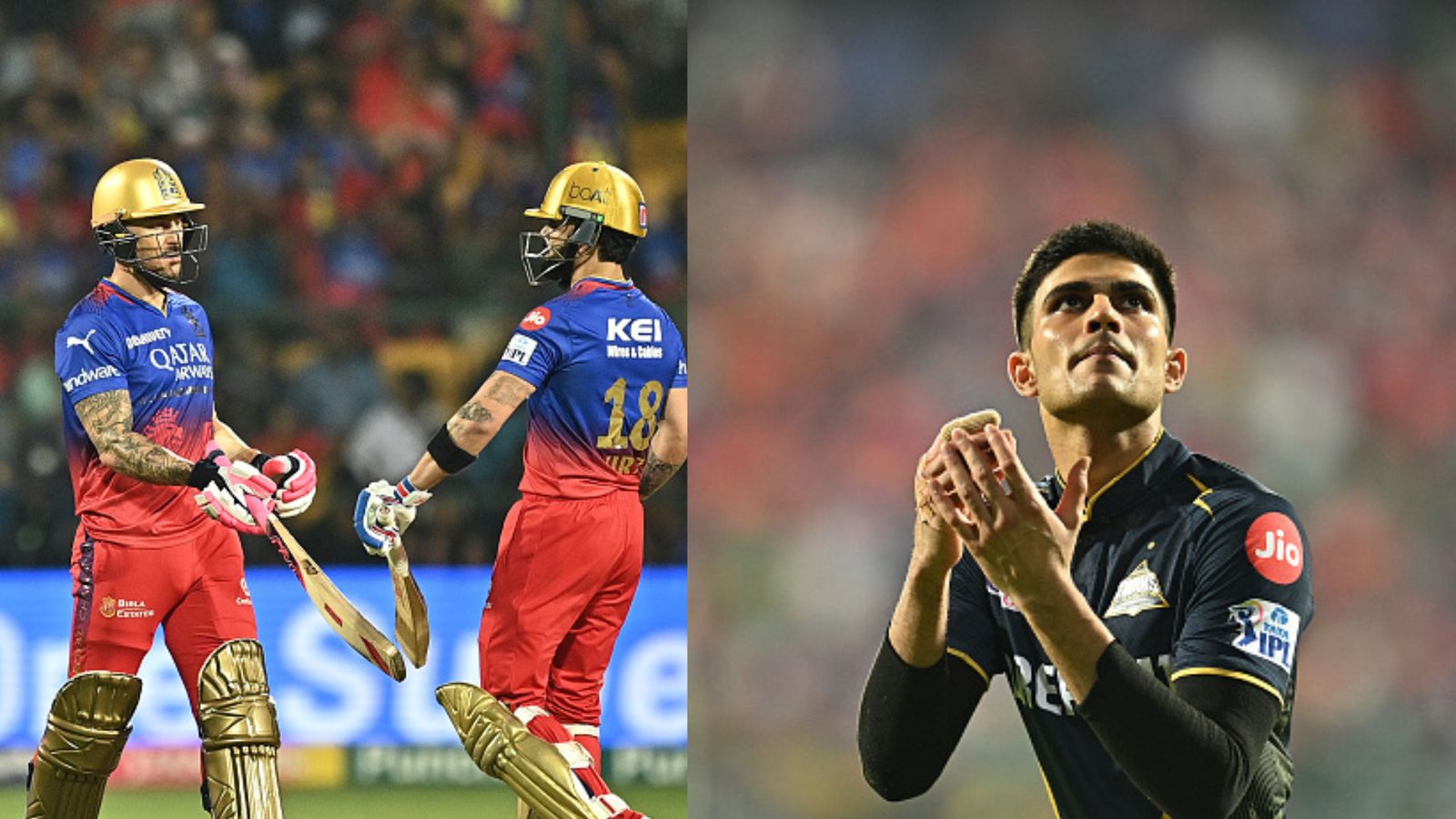 IPL 2024: Virat Kohli, Faf Du Plessis' cracking knocks help RCB down GT by 4 wickets to keep their playoff hopes alive From left: RCB's Faf Du Plessis and Virat Kohli & GT's Shubman Gill in this frame. (Getty)