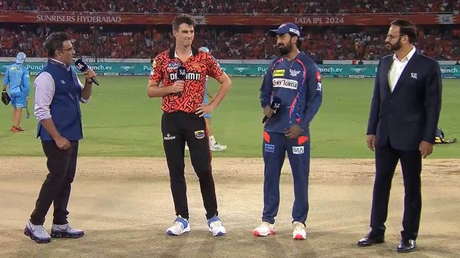 SRH vs LSG: KL Rahul brings back Quinton de Kock, Pat Cummins drops star all-rounder and Mayank Agarwal; check playing XIs here Pat Cummins and KL Rahul at the coin toss (Screengrab: X)